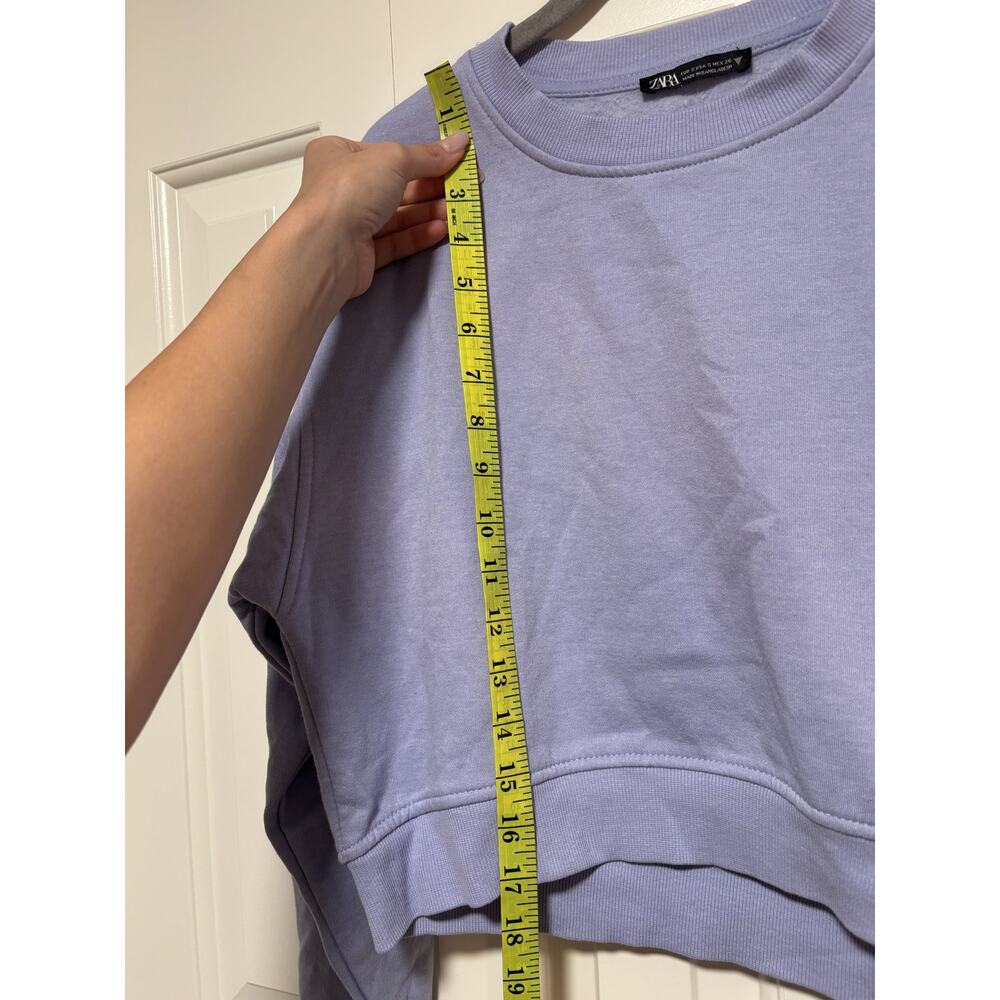 ZARA Lilac Cropped Crewneck Sweatshirt Size S - Picture 5 of 7